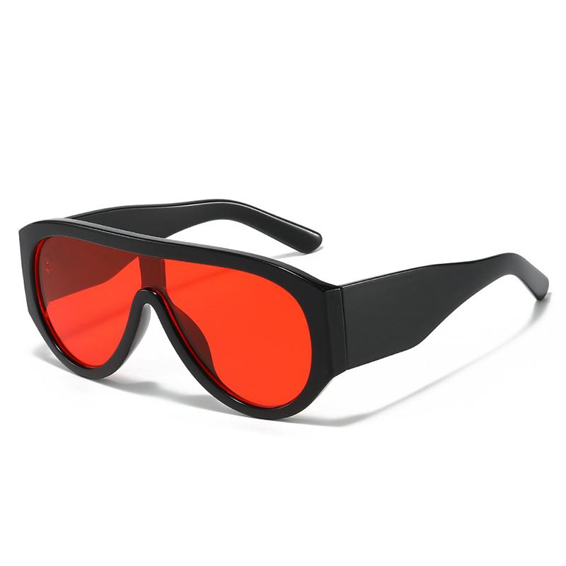 SHAUNA Gafas de Sol de Piloto Oversize de Moda para Mujer Retro de Una Sola Pieza Tonos Rojos Verdes UV400 para Hombre Gafas de Sol Degradadas