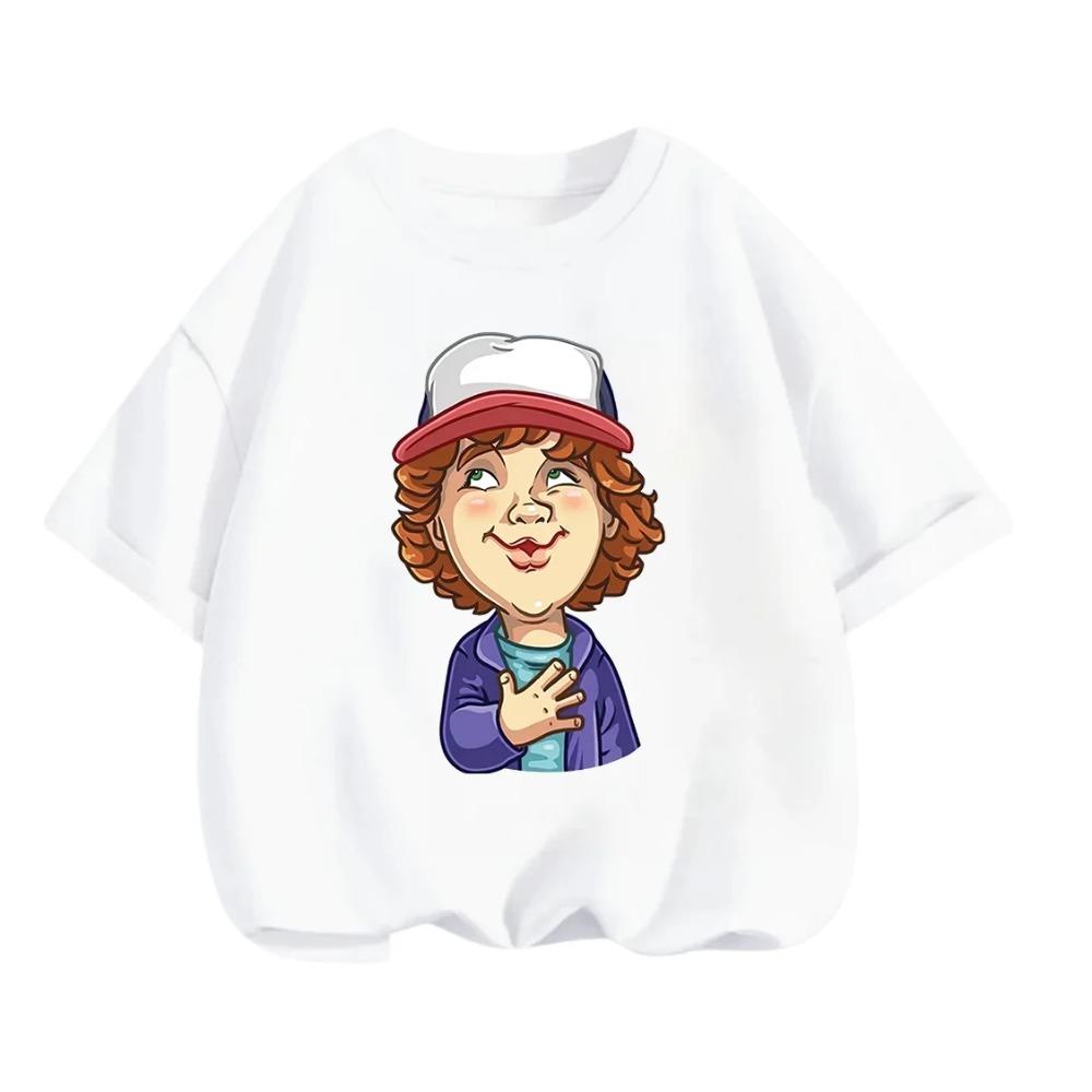 Summer Casual Crew Neck T Shirt Kawaii Cartoon Design Children Stranger Things Short Sleeve Tops Boys Girls