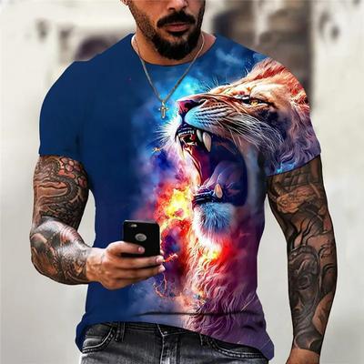 Street Trend Lion Pattern Men T-Shirts Short Sleeve O-Neck 3D Animal Print Male Outdoor T Shirt 6XL Plus Size Summer Casual Tops