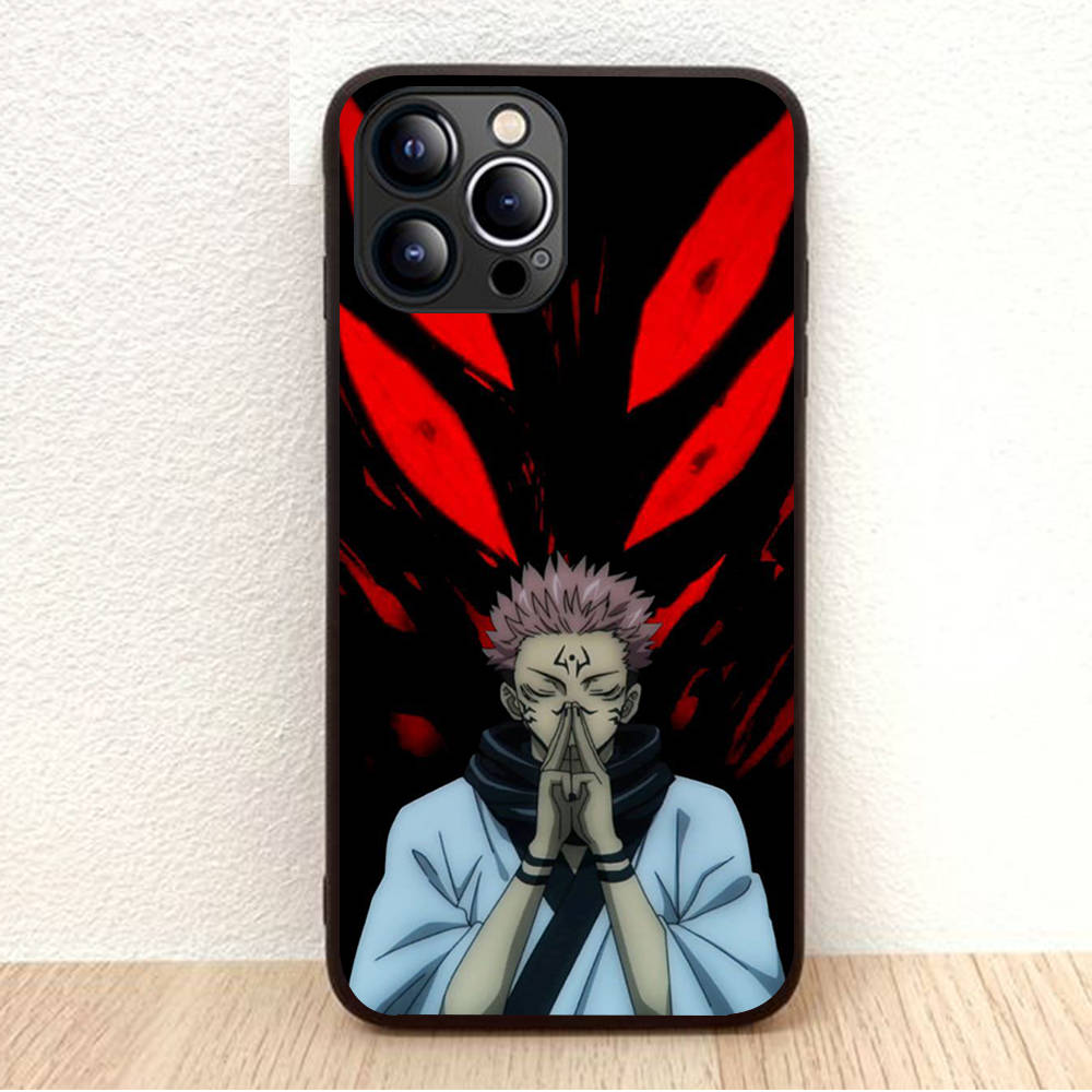 BW-28 Jujutsu Kaisen Soft Black Case for iPhone XR 14 15 11 12 13 6 7 8 X XS Pro Max Samsung S22 S23 S21 S24 FE Ultra S8 Plus