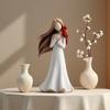 Figure Statue Girl Red Bird Decorative Figurine Smooth Texture Healing Aesthetic Design Home Desktop Ornament