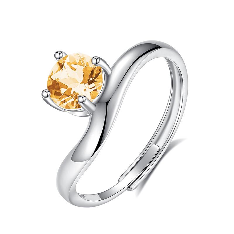 S925 Silver Ring for Women, Natural Crystal/Topaz/Garnet/Olivine Adjustable Jewelry Gift