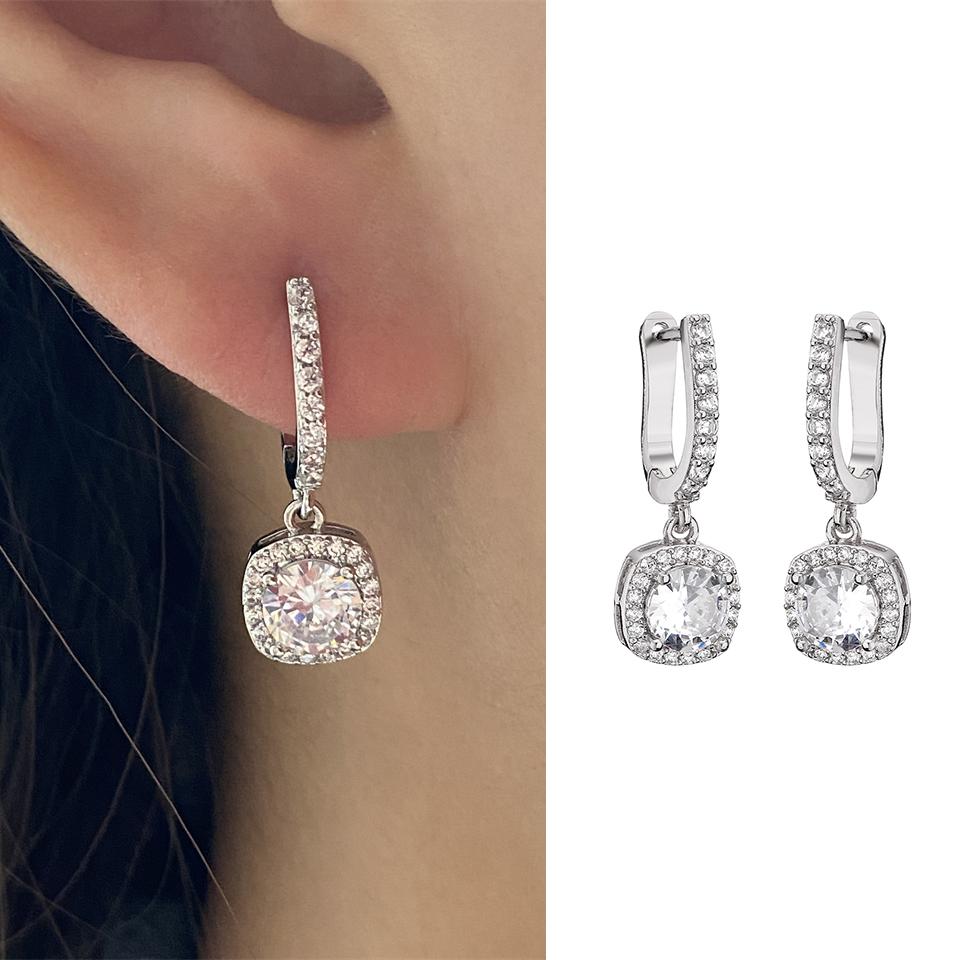 Fashion Yellow Oval Zircon Drop Earrings for Women Shiny Geometric Crystal Zirconia Bridal Earring Luxury Wedding Zircon