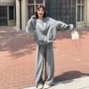 Extra Plus Size Men's Casual Sports Sweater Suit Women's Spring and Autumn High-waisted Wide-leg Pants Two-piece Suit