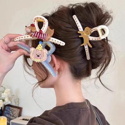 Hair Claw Cartoon Dog Design No Pressure Strong Grip Hair Clip Large Size Back Head Shark Clip Hair Accessories