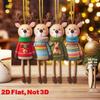 16Pcs Cartoon Wooden Elk Ornament 2D Colorful Wooden Ornament  Door Hanging