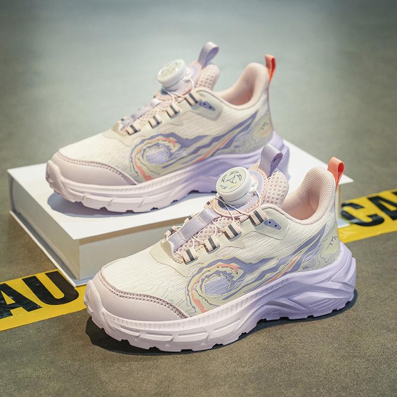 Classmate girls' sports shoes 2025 autumn new rotating buckle non-slip wear-resistant comfortable soft sole medium and older children's princess style