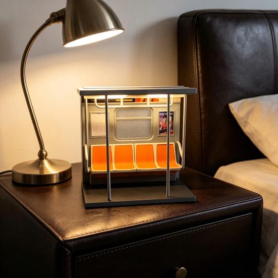 NYC Metro Train Lamp Decorative Underground Train Night Light Warm Glow Desktop Lamp for Kids Bedroom Ambient Lighting