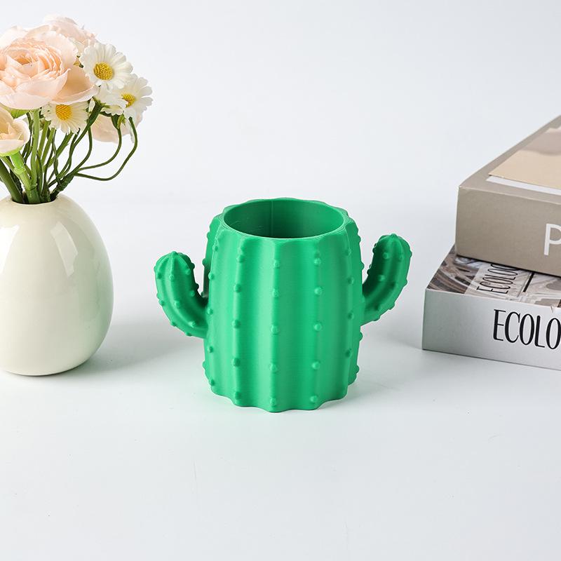Nordic Cactus Pen Holder - 3D Printed Stationery Organizer for Desk