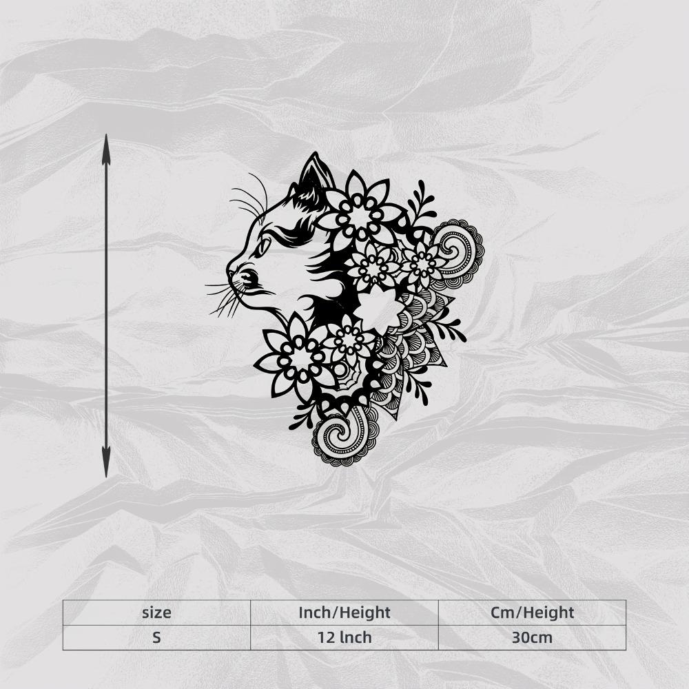 

Cat Floral Metal Wall Art Weather Resistant Home Decor Halloween Valentine Gift Pet Lovers Garden Decoration 1pc S/30cm/12inch