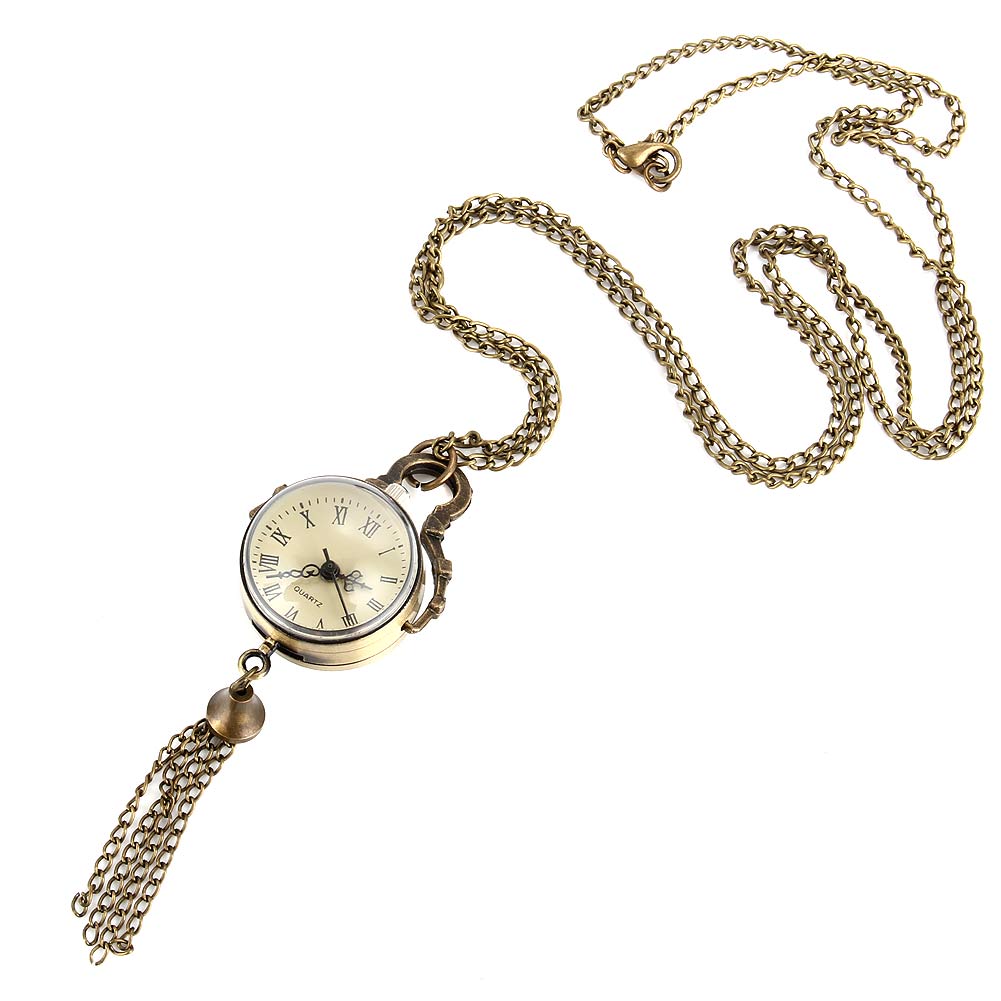 

Retro Round Ball Quartz Pocket Watch Tassel Miniature Pendant Necklace For Woman Daily Accessories Jewelry Gifts