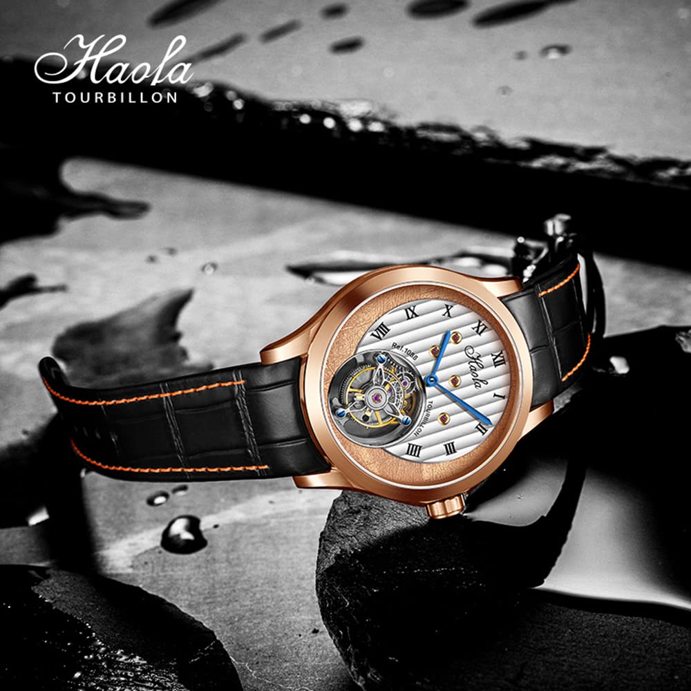 HAOFA Tourbillon Watch Mechanical Manual Winding Hollow Dial Waterproof Stylish Fashion Luxury Watch Men's Men's