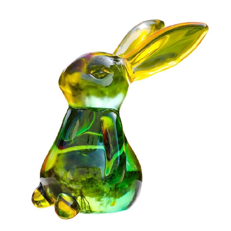 Handmade Artificial Glass Rabbit Statue Figurine Decorative Home Decoration Item For Bedroom Or Workspaces