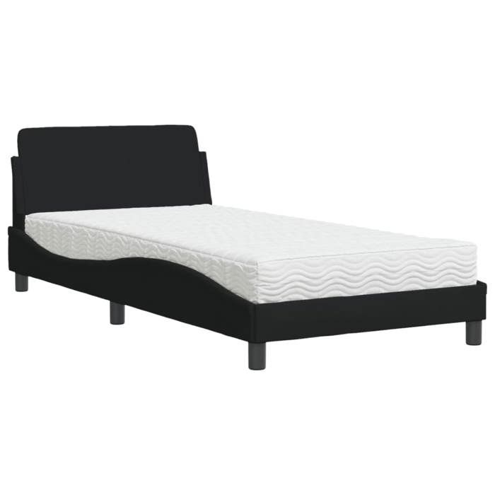VidaXL Lit avec matelas noir 100x200 cm tissu 3208346