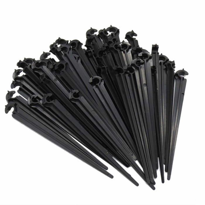 50 piquets de fixation pour tuyau d'arrosage goutte-à-goutte 4–7 mm, lot de 50, plastique 110 mm