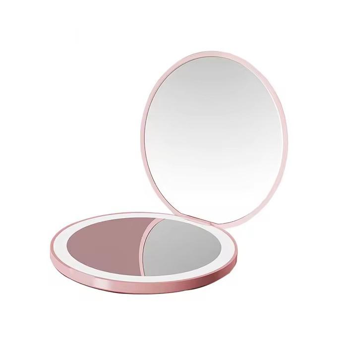 Pocket-Sized Compact Round Rechargeable LED Magnifying Makeup Mirror