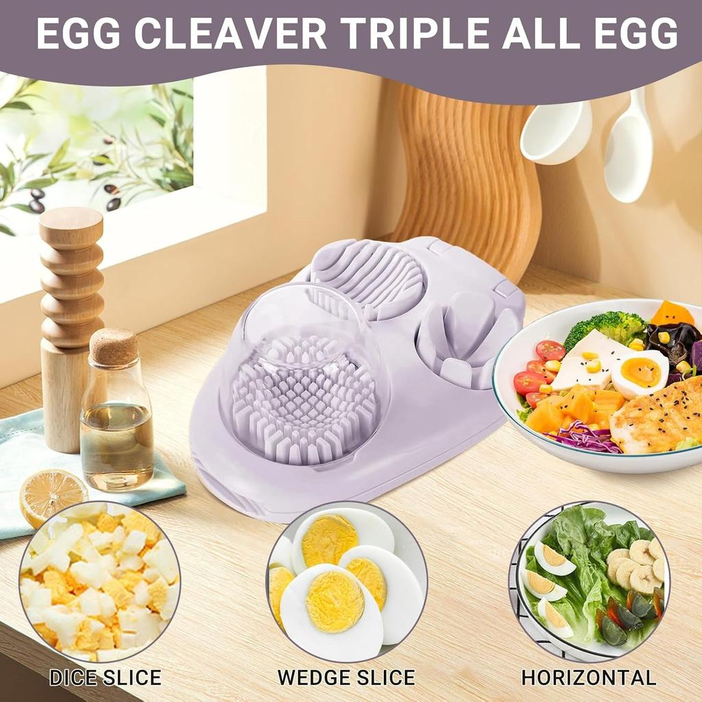1 Pcs Heavy Duty Egg Slicer with 3 Cutting Modes,Stainless Steel Egg Cutter for Hard Boiled Eggs,Strawberry,Grape,Mushroom,Kitchen Dicer Tool