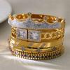 18k Gold-Plated Stainless Steel Zirconia Crown Bracelet - European American Light Luxury Geometric Design