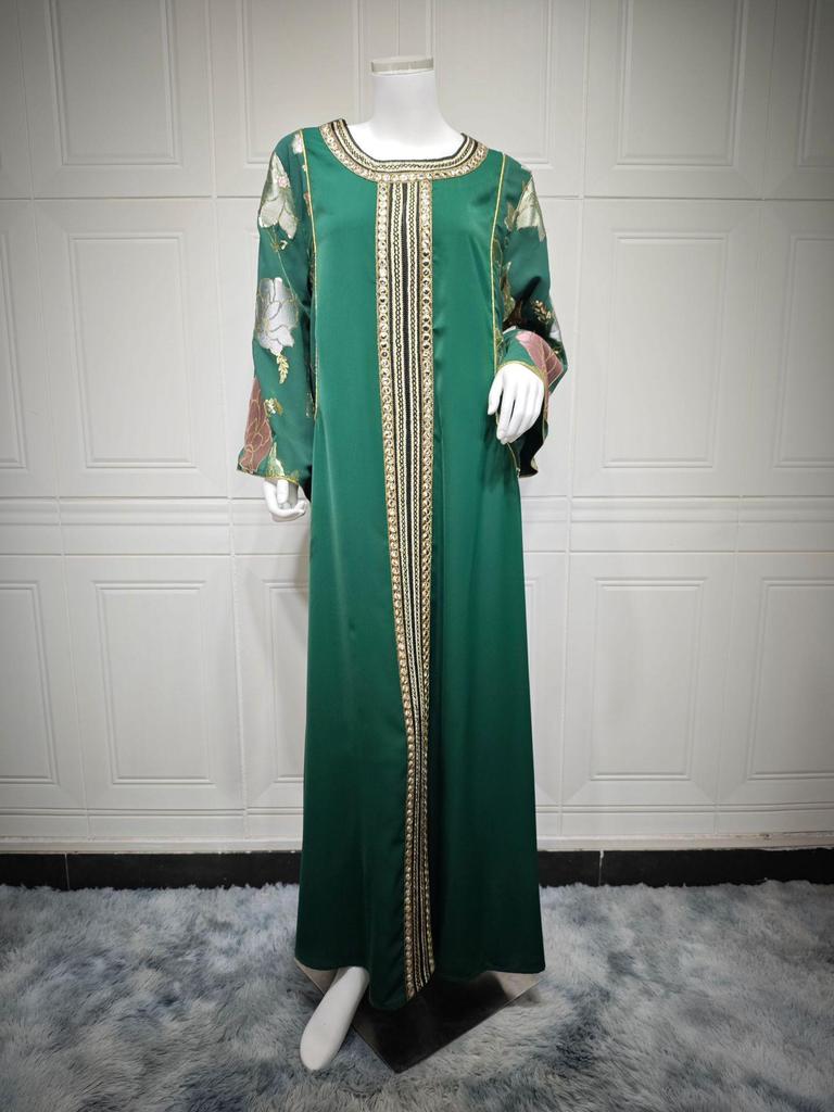 AB415 Dubai Robe: Besticktes Pailletten-Kaftan-Kleid für Damen