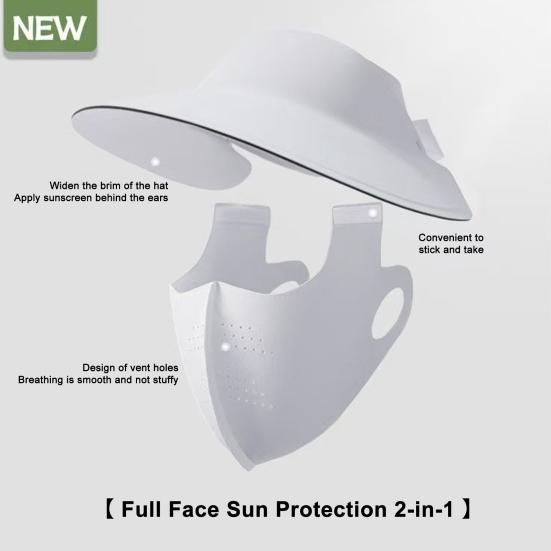 Women Hat with Face Guard Shawl Sun-Proof Breathable Solid Color Design Sun Hat Elastic Large Head Circumference Empty Top Hat