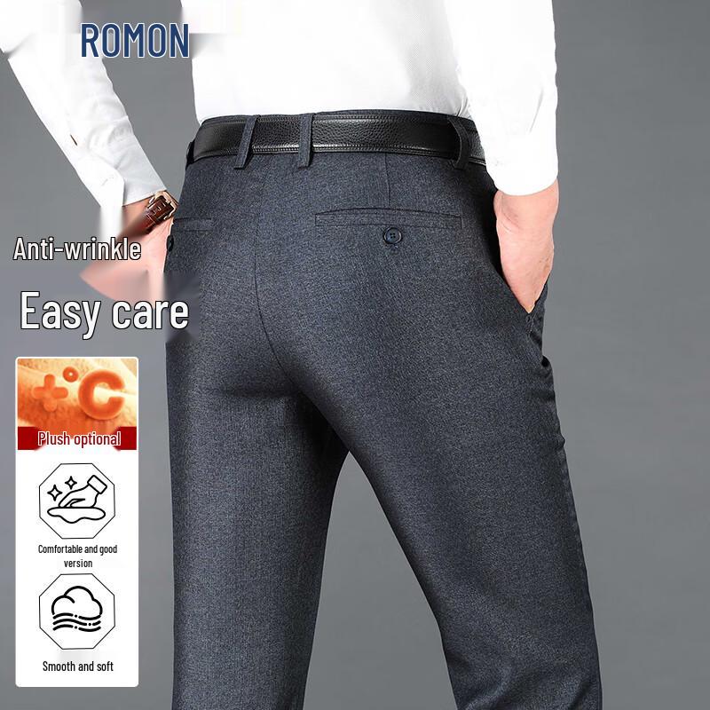 ROMON Men's Autumn/Winter Thick Casual Business Trousers