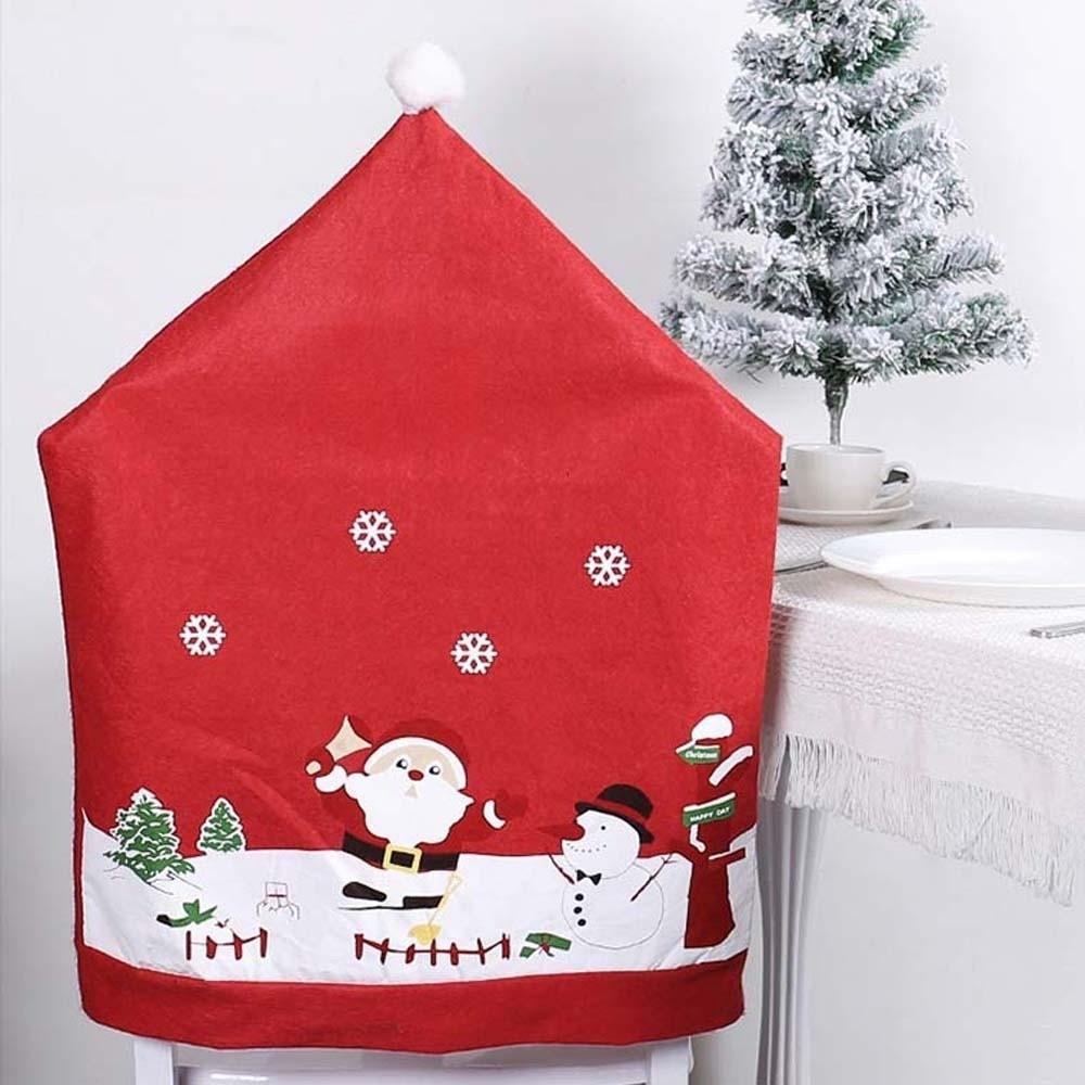 4pcs Seat Protector Christmas Chair Cover Xmas Decoration Cute Santa Claus Seat Cover Cartoon Snowman Red Wear for Chairs