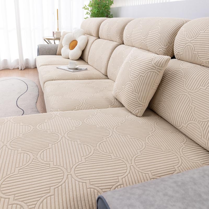 Jacquard Sofa Seat Cushion Cover Elastic Sofa Cover With Elastic Bottom Furniture Protector Couch Cover Anti-Dust Removable