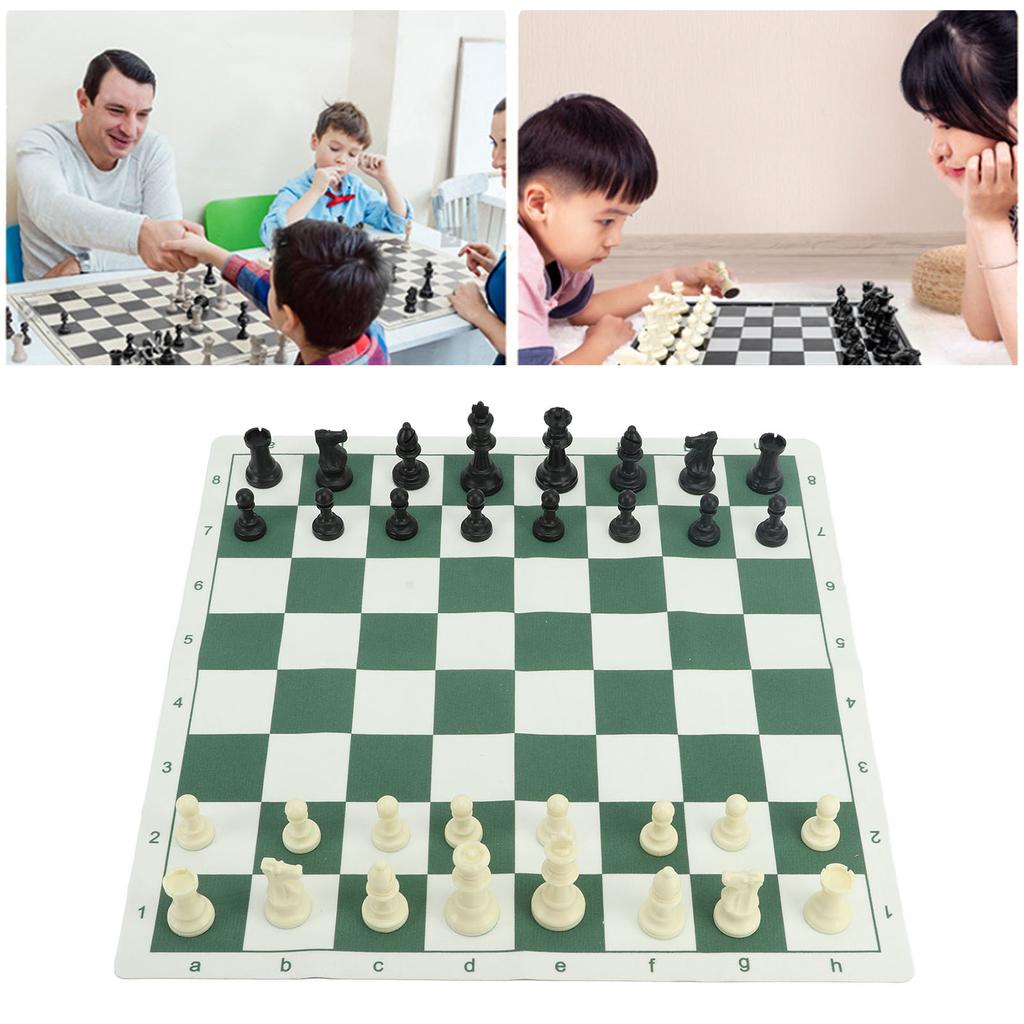 Chess Set PS Plastic for Kids Adults with PU Mat Storage Bag International Board Game