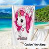 Custom Name Unicorn Dreams Art Microfiber Beach Towel Super Soft & Absorbent for Bath, Beach, Travel  Bath Time Accessory, Fan gifts