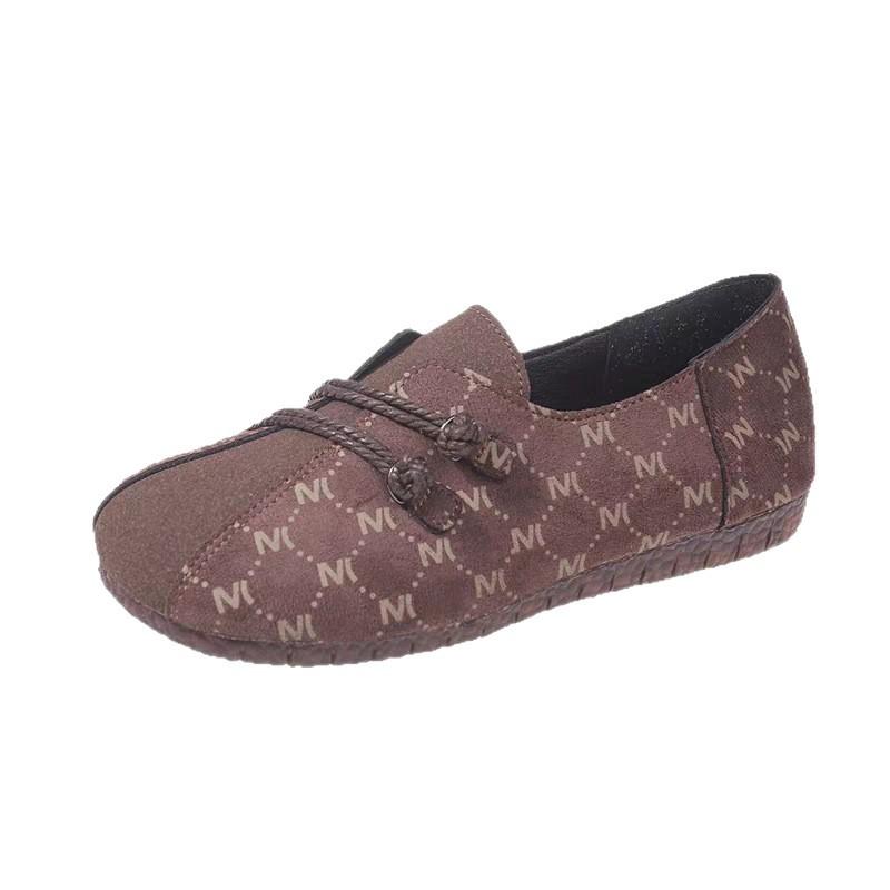 2025 autumn new flat-bottomed versatile casual mother shoes soft leather soft sole soft surface comfortable retro ethnic style single shoes