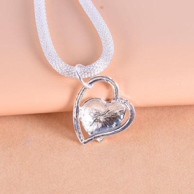 Sui Bian Mode Coréenne Plaqué Argent Collier Cœur Clavicule pour Femmes