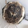 Gear Wolf  pattern, automatic folding umbrella, portable and foldable design, 8 ribs, a Christmas or birthday gift.