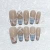 10 Pcs Blue Handmade Press On Nails Ballet Wearable Artificial False Nail Tips For Manicure And Nail Art Decoration