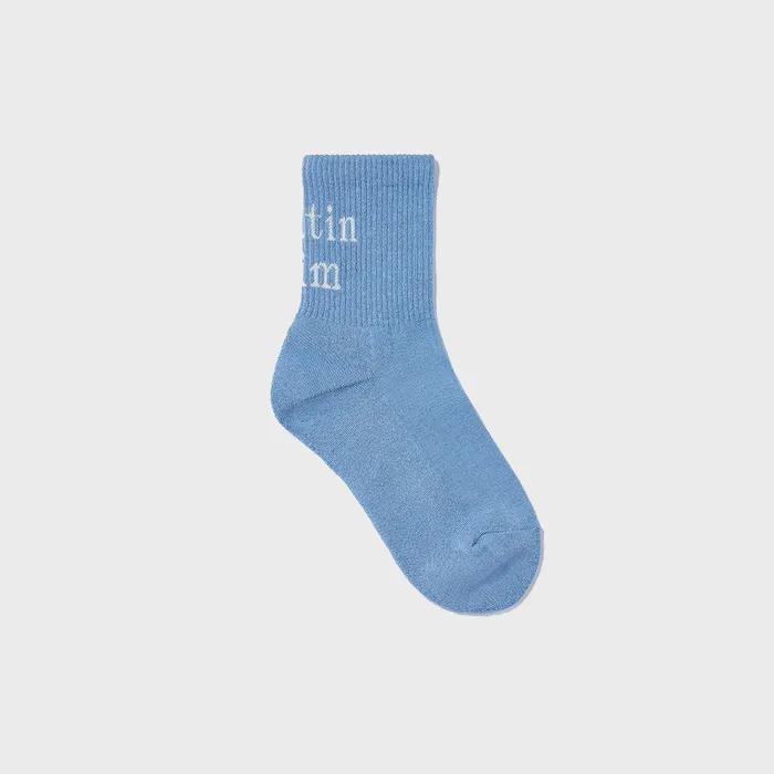MATIN BIG LOGO CREW SOCKS IN BLUE