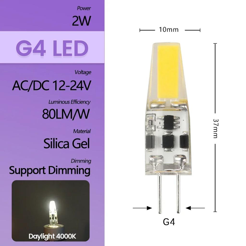 High Light LED MINI G4 AC DC 12V 24V Low Power 1.2W 1.4W 1.5W 2W 3W Efficiency Strobe Free for Crystal Chandelier Kitchen Toilet