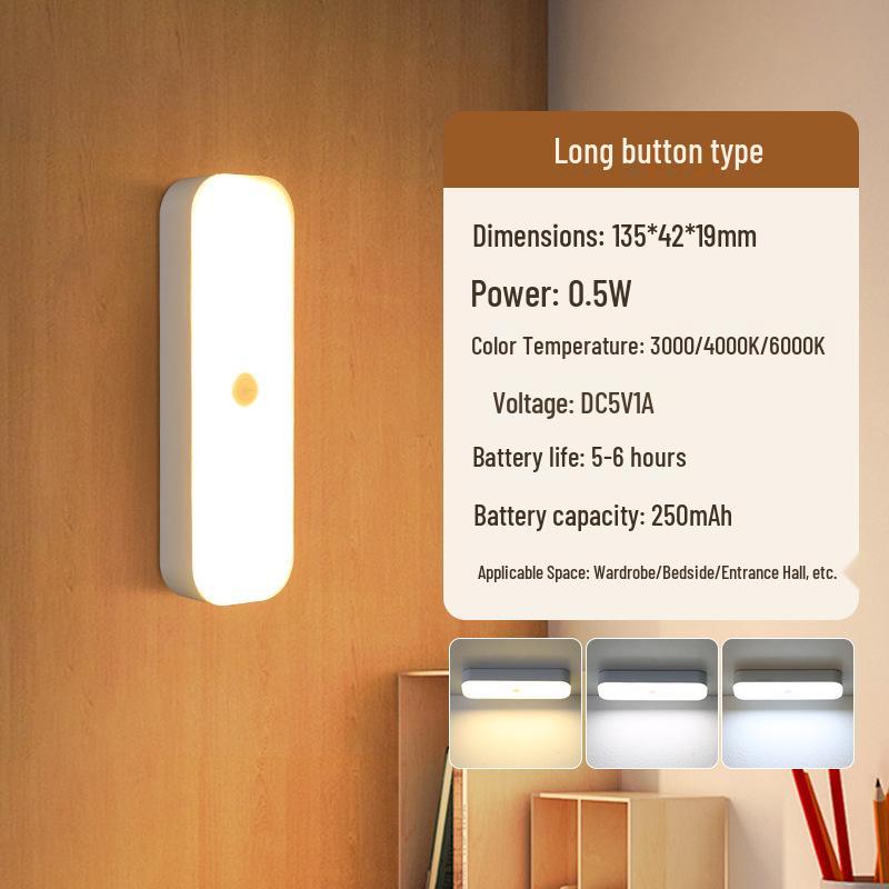 Rechargeable Motion-Sensor Night Light: Auto-On, Multi-Color LED for Home