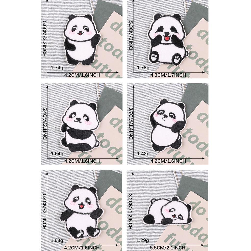 6pcs Panda Patch Selfadhesive Badges Patch Sticker No Sewing For Clothing Hat Accessories Decoration For Craft Lovers