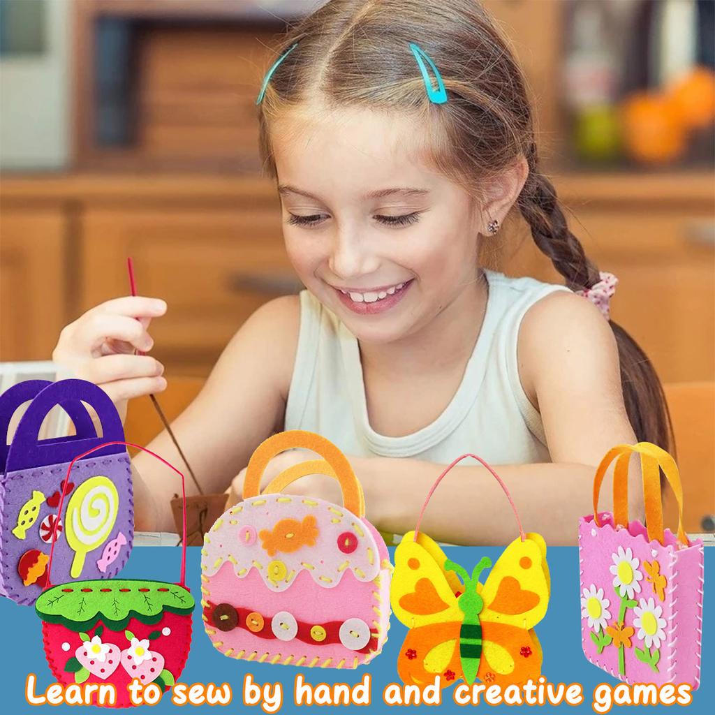 8Pcs Kids DIY Felt Sewing Kit Preschool Educational Toy with Safety Needle & Thread Craft Kit for Children Gift DIY Craft