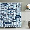 Bluefish Tuna Print Shower Curtain Fresh Seafood Design, 3D Waterproof Fabric for Bathroom Decor, SizeL72xW72 (180cm X 180cm)