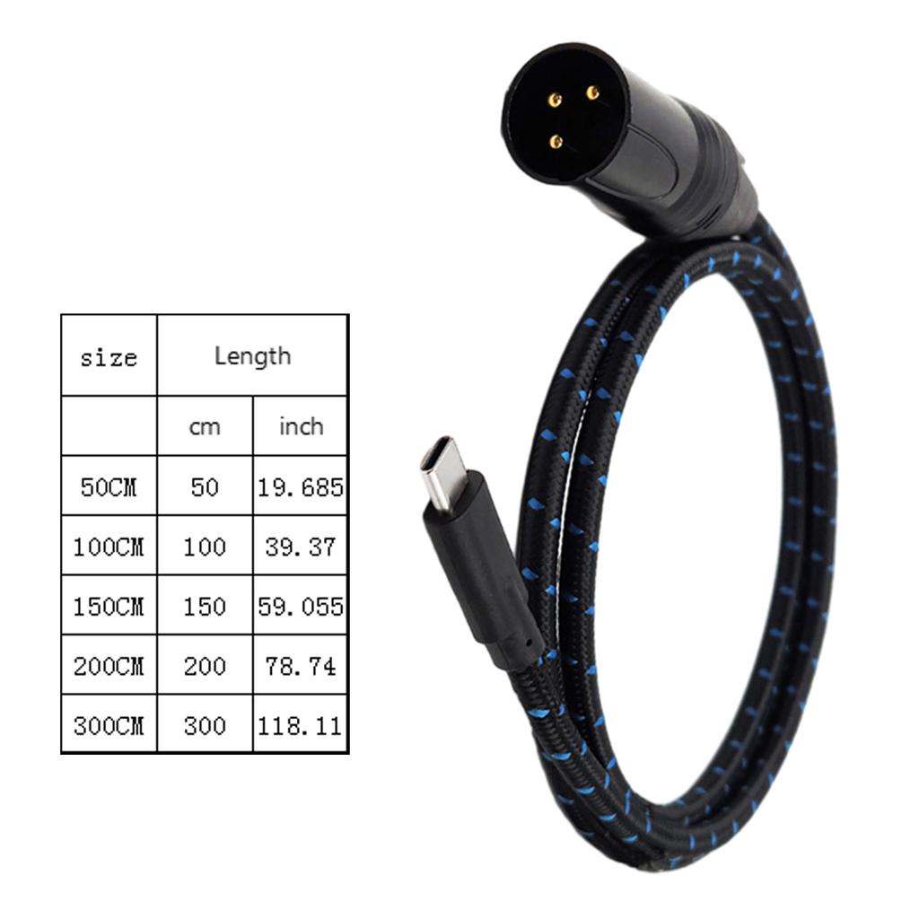 Type C to XLR Cable Nylon Braided Cord Reliable Connections Cord Exceptional Sound Suitable for Smartphones & Tablet
