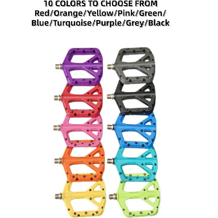 FIFTY-FIFTY MTB Bike Pedals, Non-Slip MTB Nylon Composite Pedal, 9/16" Lightweight and Wide Flat Platform Pedals