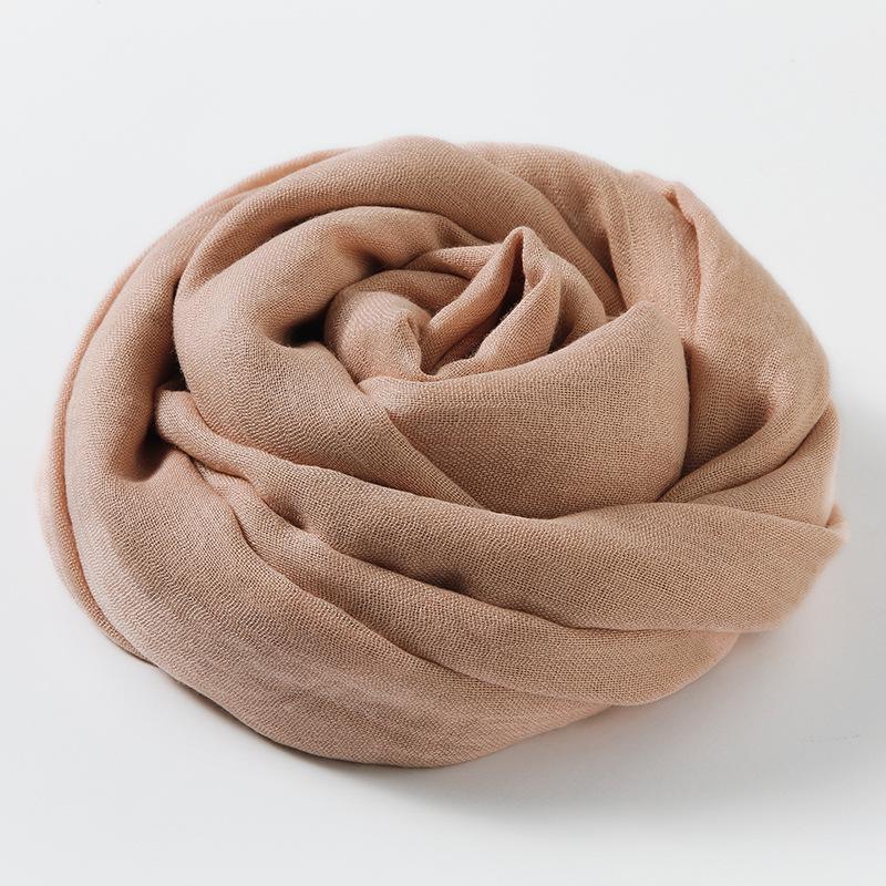 Women's Cotton Linen Artistic Solid Color Silk Scarf, Sun Protection Beach Neck Scarf, Japanese Style Long Gauze Scarf