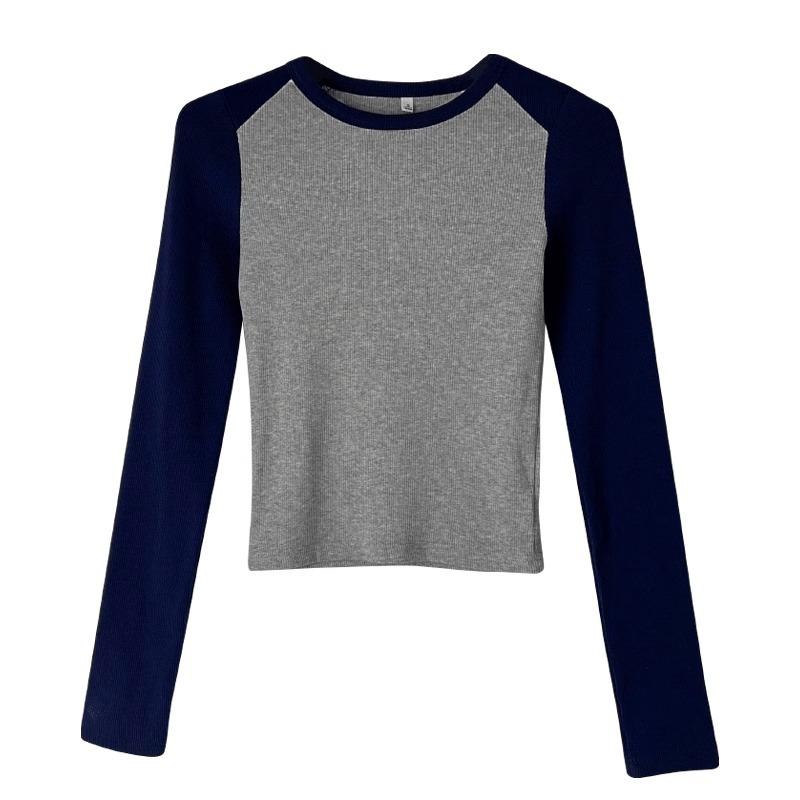 

Футболка с длинными рукавами и регланами от Zhao Lusi в том же стиле для женщин, весна, осень и зима 2024 года, новая облегающая рубашка с короткими рукавами XL