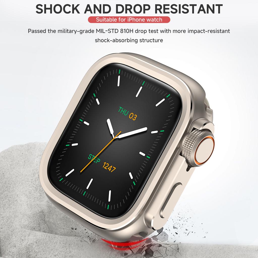 Metalinis buferio dėklas Apple Watch10 46mm apsauginiam rėmeliui, dangtelis iWatch serijai 11 9 8 7 6 5 SE, keisti į Ultra 3 49mm titano