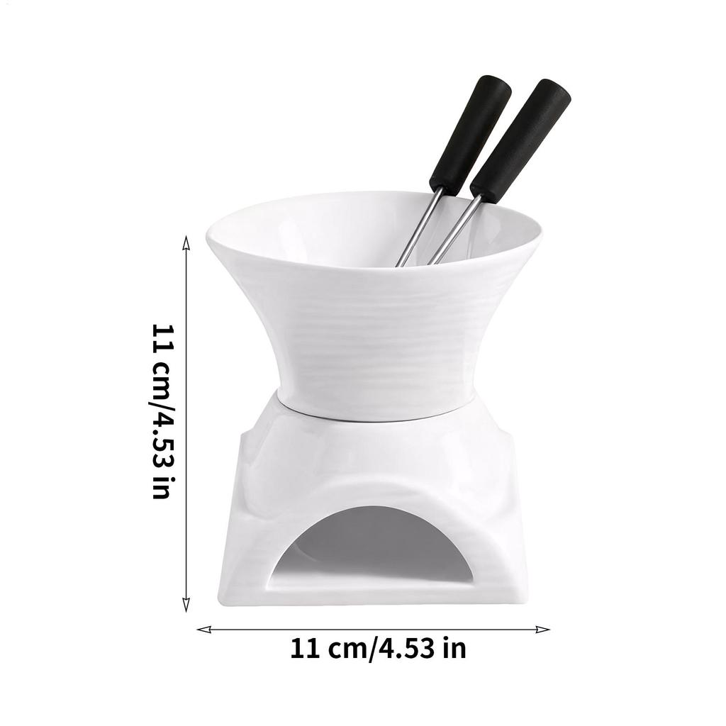 Fondue Mug Set With Fork 220ml Mini Ceramic Desserts Fondue Pot Personal Cheese Butter Melting Mug For Caramel Desserts Snacks