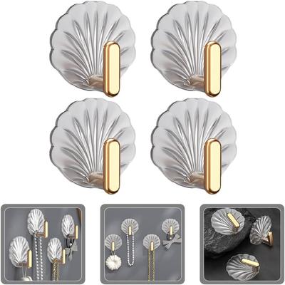 Wandhaken 4 Stück Muschel Wandhaken Selbstklebend Schlüssel Hut Mantel Kleidung Handtuch Bademantel Haken Wandaufhänger Hausdeko Schlüsselaufhänger
