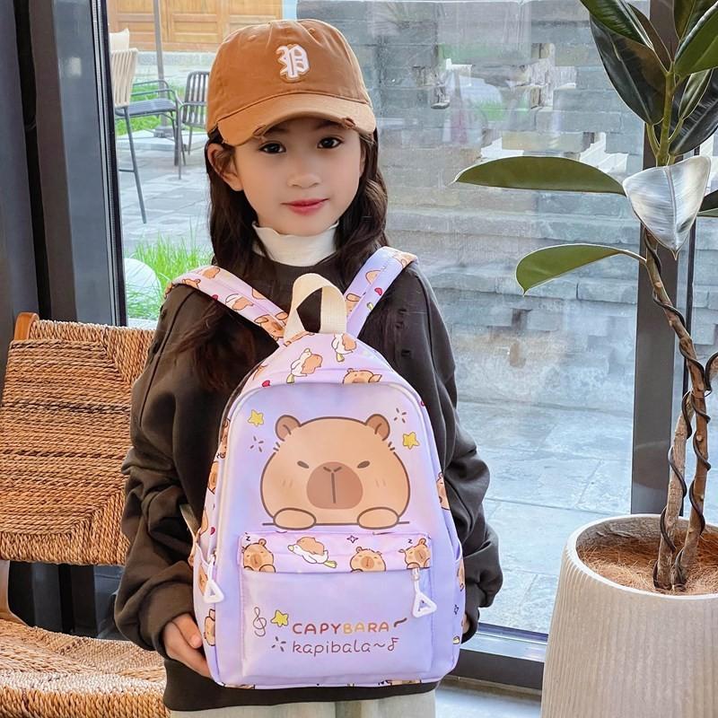 Print Animal Charming Capybara Backpack Breathable Nylon Kids School Bag For Preschool And Children Young