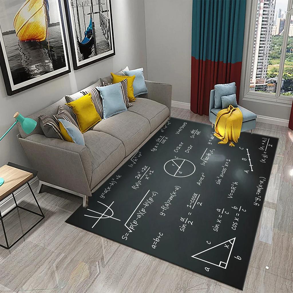 3D Mathematical Formula Carpet Non Slip Educational Rug for Kids Bedroom Bathroom Door Creative Math Mat