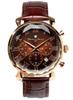 Salvatore Marra Men's Brown Ice Black Collection Watch with Multi-Faceted Glass and Leather Strap, Model SM19104-PGBRBR