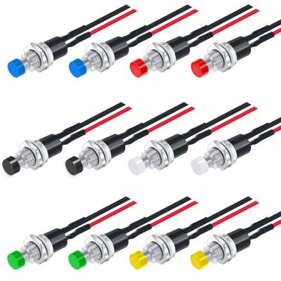 12Pcs 7mm Push Button Switches SPST Normally Open Prewired for Use In Power Grids Circuits and Hobbyist Setups